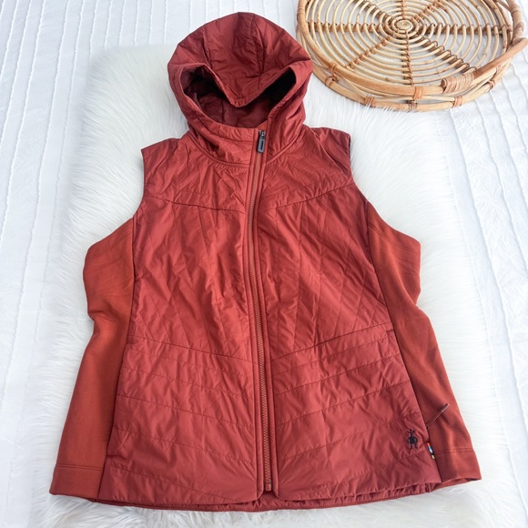 Smartwool Women's Smartloft Vest Hooded Zip Up Pecan Brown Red XL - Picture 5 of 12